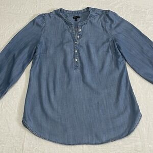 TALBOTS Womens Size Medium Long Sleeve Blue Pull Over‎ Top